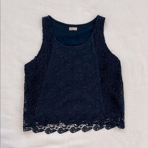 Hollister Navy Lace Sleeveless Top Small
